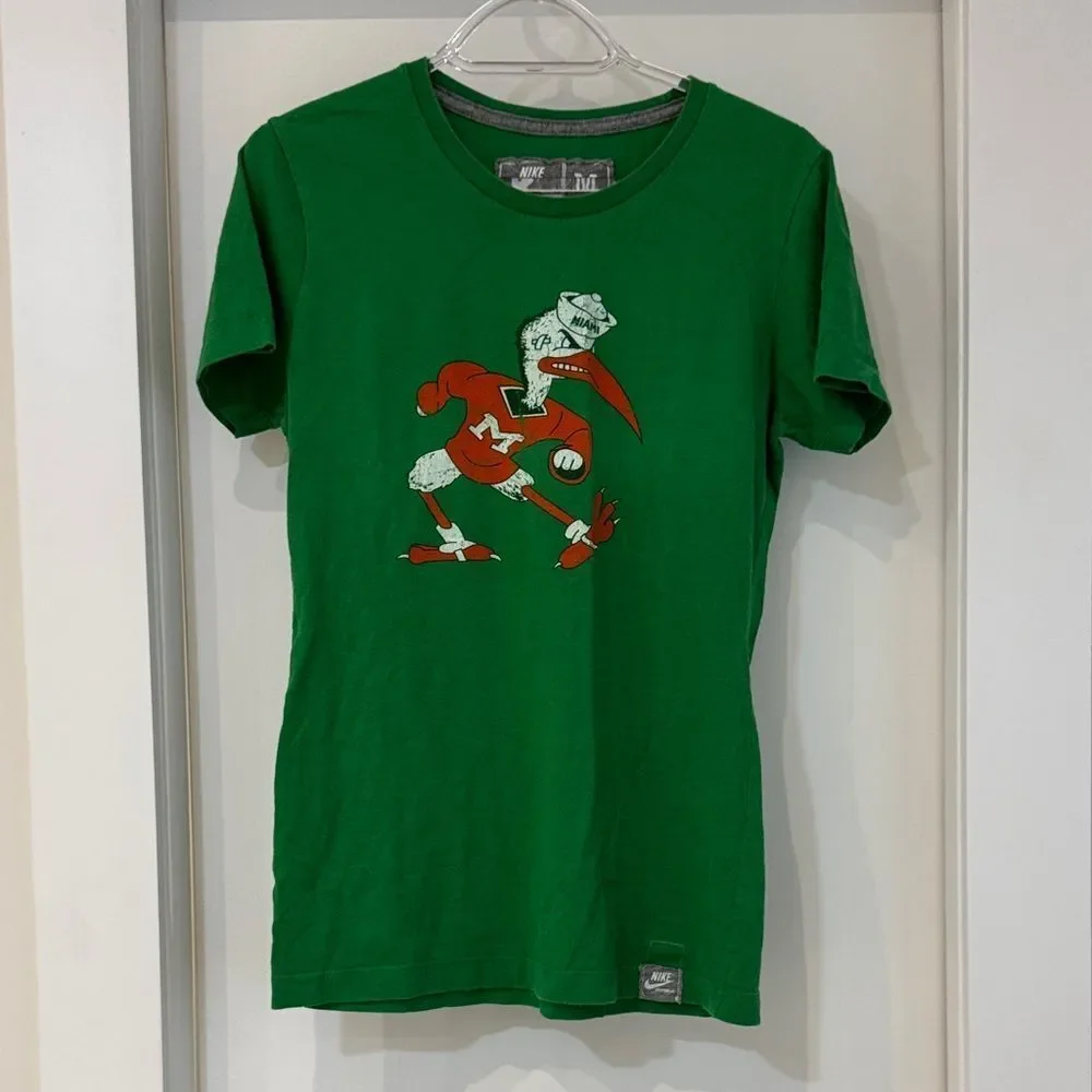 NIKE University of Miami Hurricanes Sebastian Green Short Sleeve Tee Medium